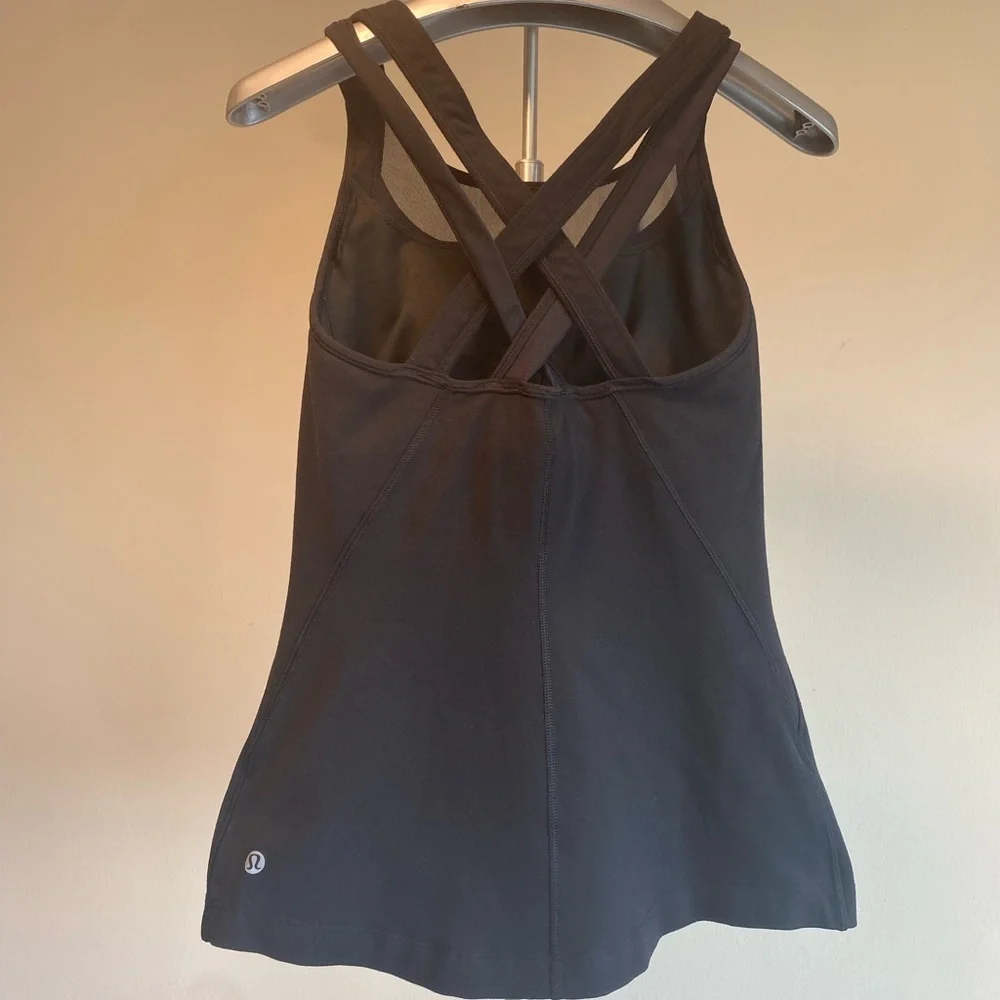 Lululemon All Sport Support Tank Top Sports Bra Black / Mini Coast Camo Size: 0 - Picture 8 of 9